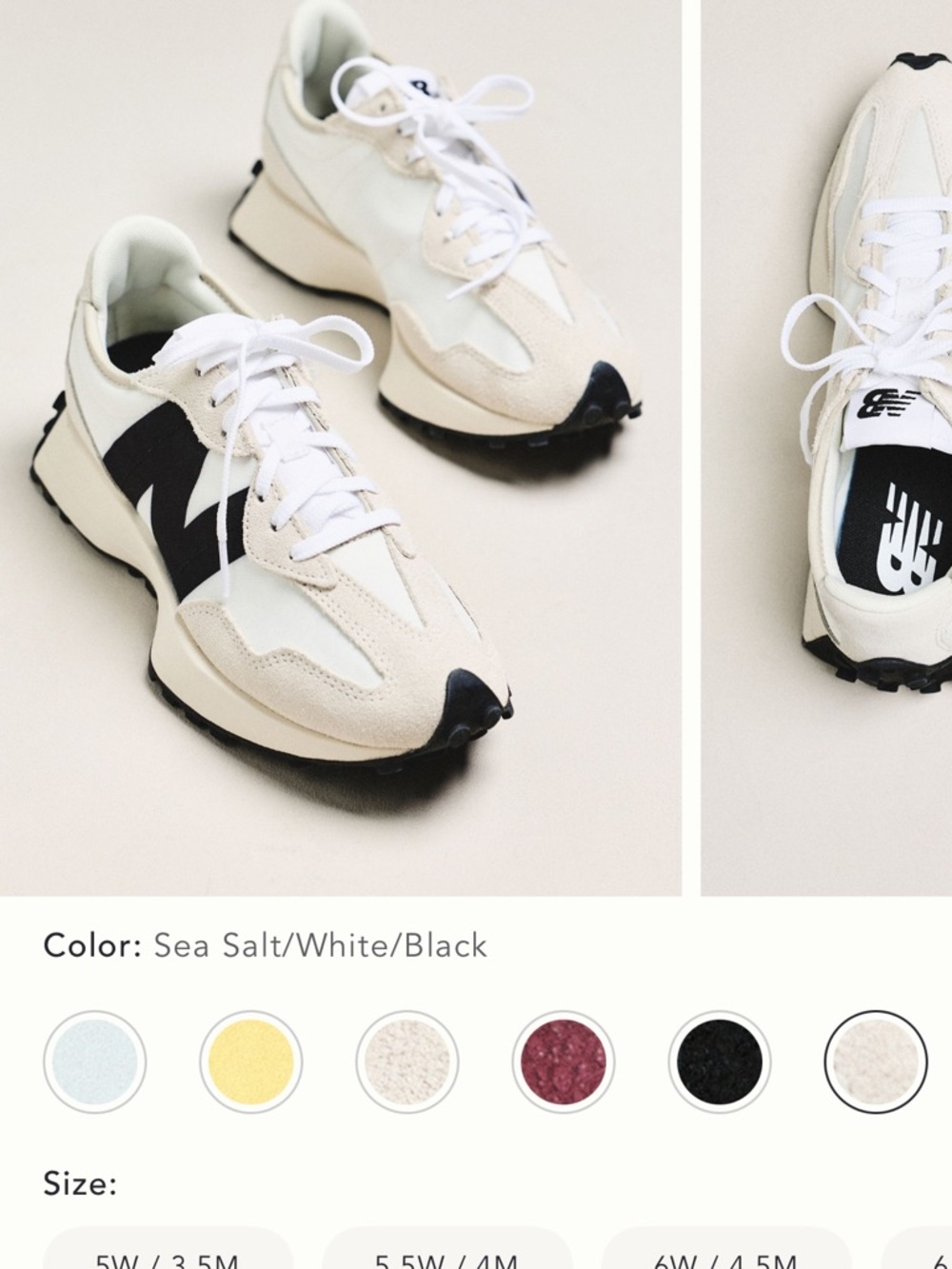 New Balance 327 Sneaker: Sea Salt White Black Women's Retro Runner Sneakers
